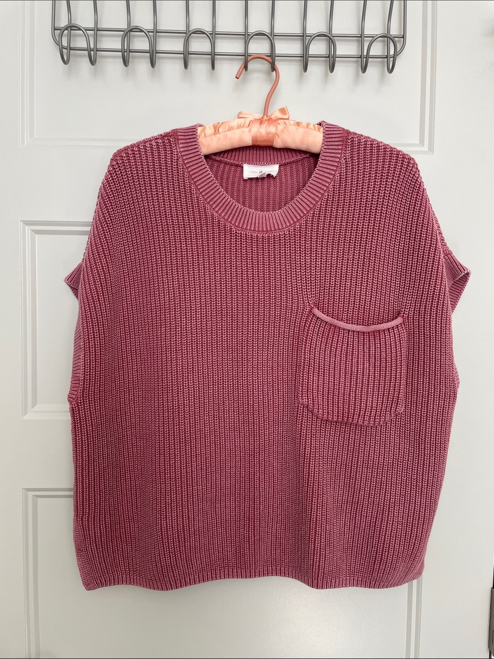 Lou & Grey 100% Cotton Women's Rib-Knit Pocket Sweater - Rose - Picture 1 of 7